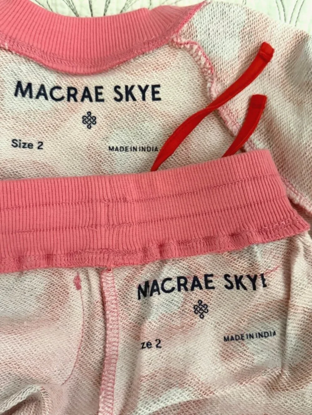 MACRAE SKYE Floral French Terry Set sz. 2 Red Poppy Print Sweatshirt & Joggers